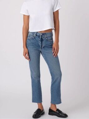 Amo Cropped Ankle Straight Leg Distressed Jeans Size 27